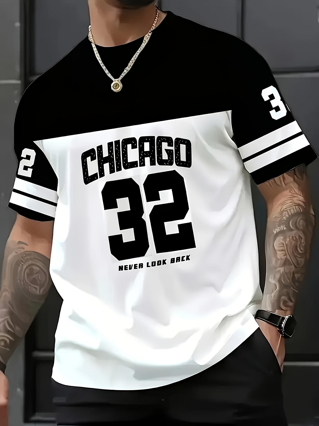 Men s Chicago 32 Print T-Shirt - Soft Breathable Casual Tee M