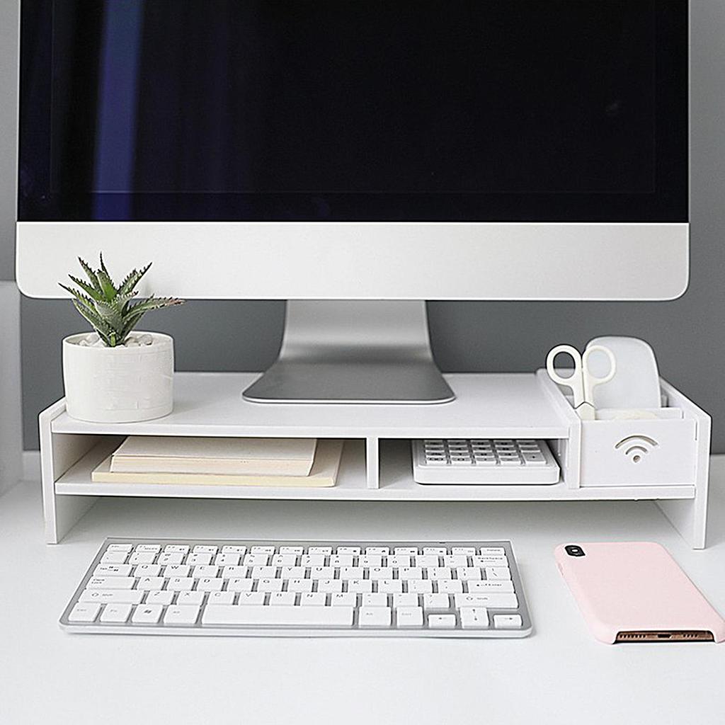 49x20.4x10cm 3-Tier Desktop Monitor Stand, Multi-Purpose Display Riser with Storage, Sturdy Desk Organizer for Office Gaming