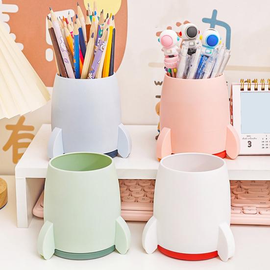 Creative Rocket Pen Holder Large Capacity Kids Desk Organizer Multi-Functional Storage Box for Pens And Stationery