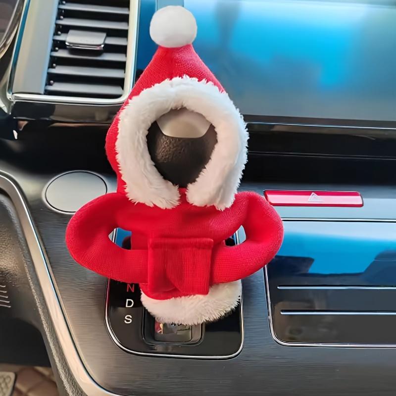 Funny Santa Hat Car Gear Shift Knob Cover Red Christmas Design Fit for Manual Automatic Transmission