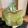 Fashion Casual Style Large Capacity Washed Cloth Tote Bag Folding Storage Light Shopping Shoulder Bag