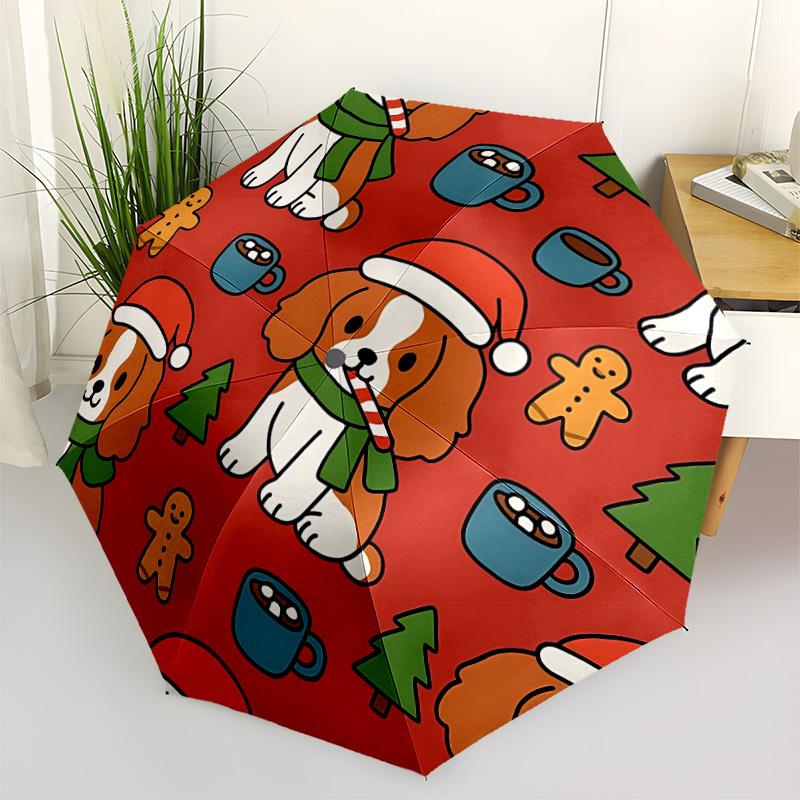 

1pc Christmas, Dog Automatic Folding Umbrella - 8-Rib Automatic Open/Close, Portable Collapsible Compact Umbrella yy251218058