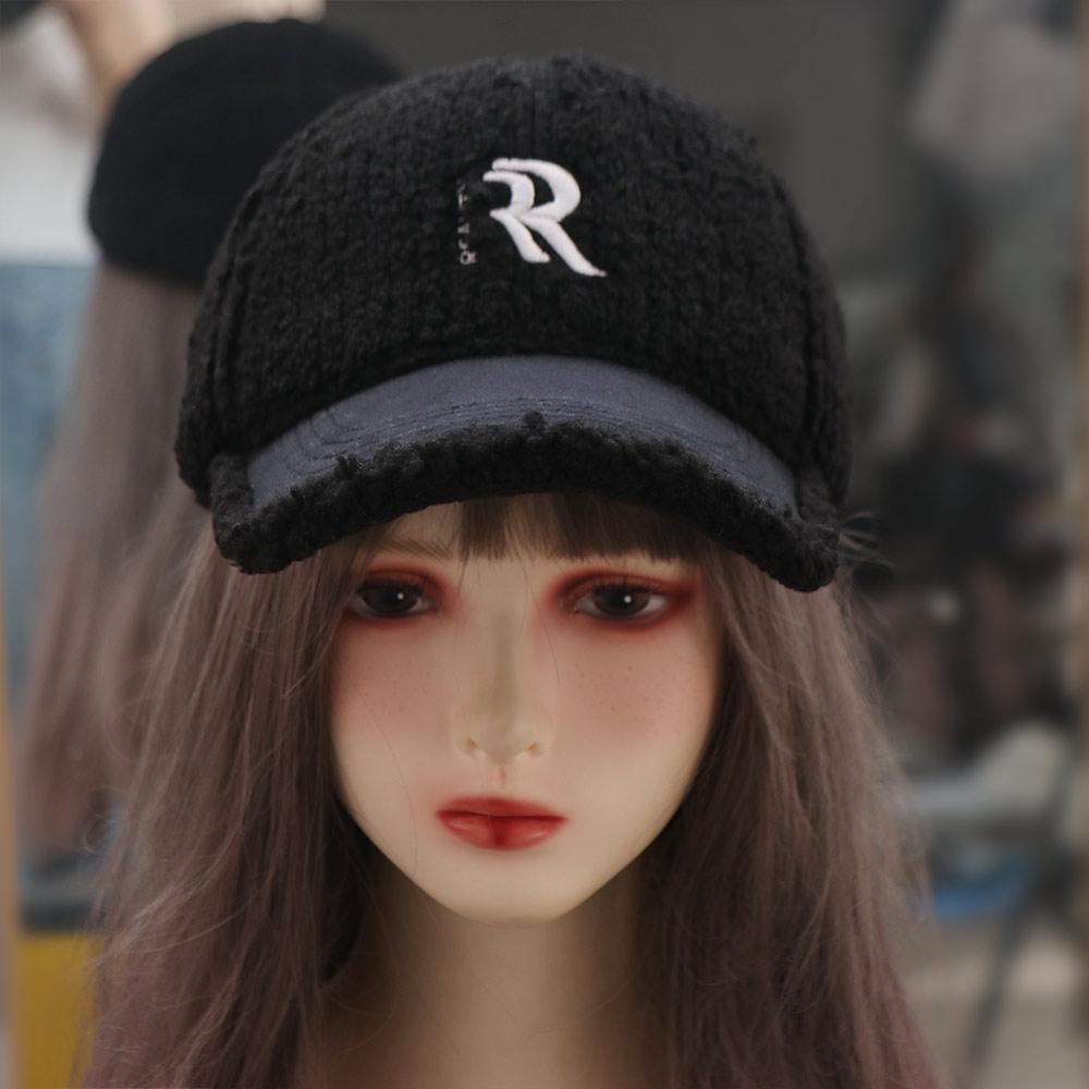 Letters Lamb Wool Hat Embroidered Plush Peaked Cap Fashion Winter Baseball Cap Outdoor
