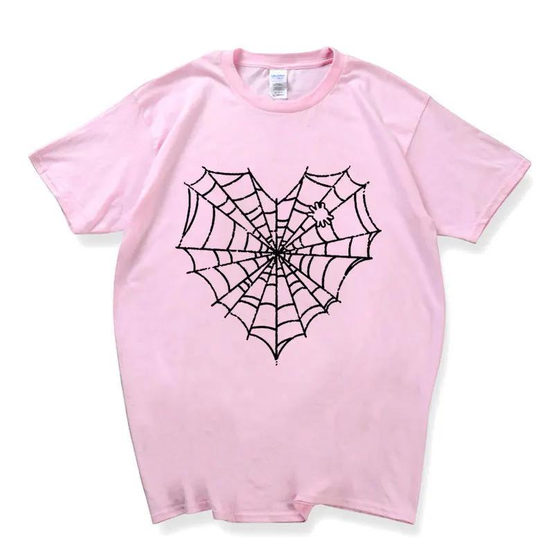 Dark Spider Web Printed Unisexs and Womens Casual Sports Tshirt Couple Modal Fabric Shortsleeved Top Streetwear Graphic Tshirts