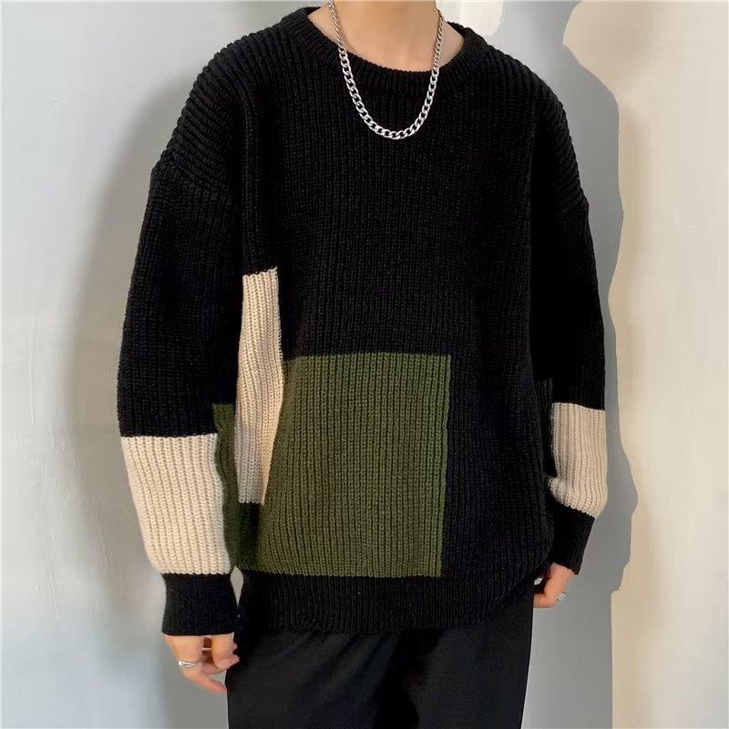 

Осенне-зимний ретро толстый свитер мужской весенне-осенний ленивый круглый ворот свитер нижний слой мужской зимний 3XL