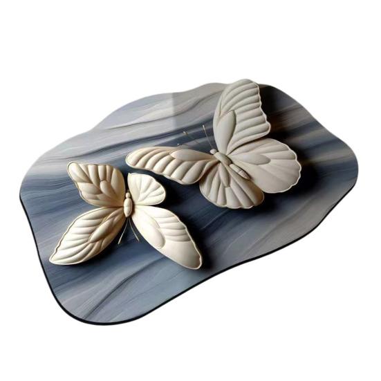 Floor Mat Quick Drying High Water Absorption 3D Realistic Butterflies Floral Pattern Anti-Slip Bathroom Mat Entryway Kitchen Rug