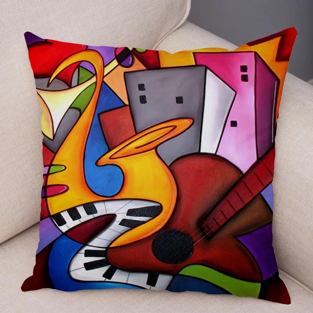 Abstract Painting Cushion Cover Decoration Nordic Style Colorful Cartoon Girl Pillowcase Sofa Home