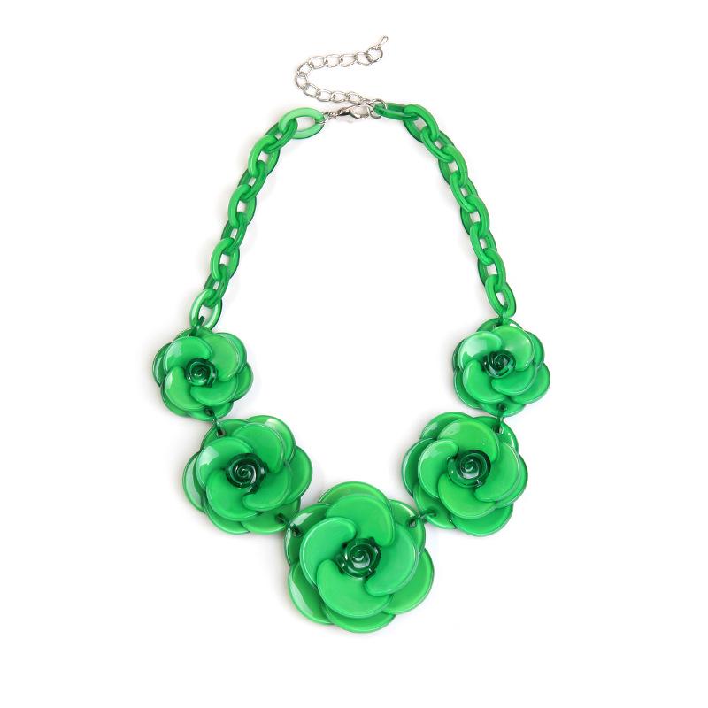 Bohemian Acrylic Flower Necklace - Colorful Rose Sweater Chain