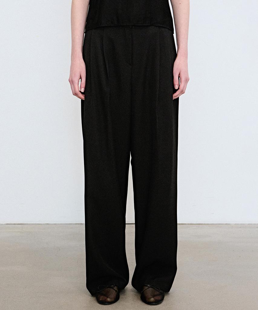 Nigaennikol Minimal Long Pintuck Slacks_Black