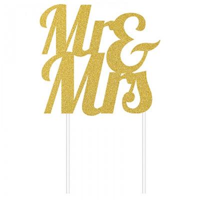 Mr & Mrs Glitter Cake Topper