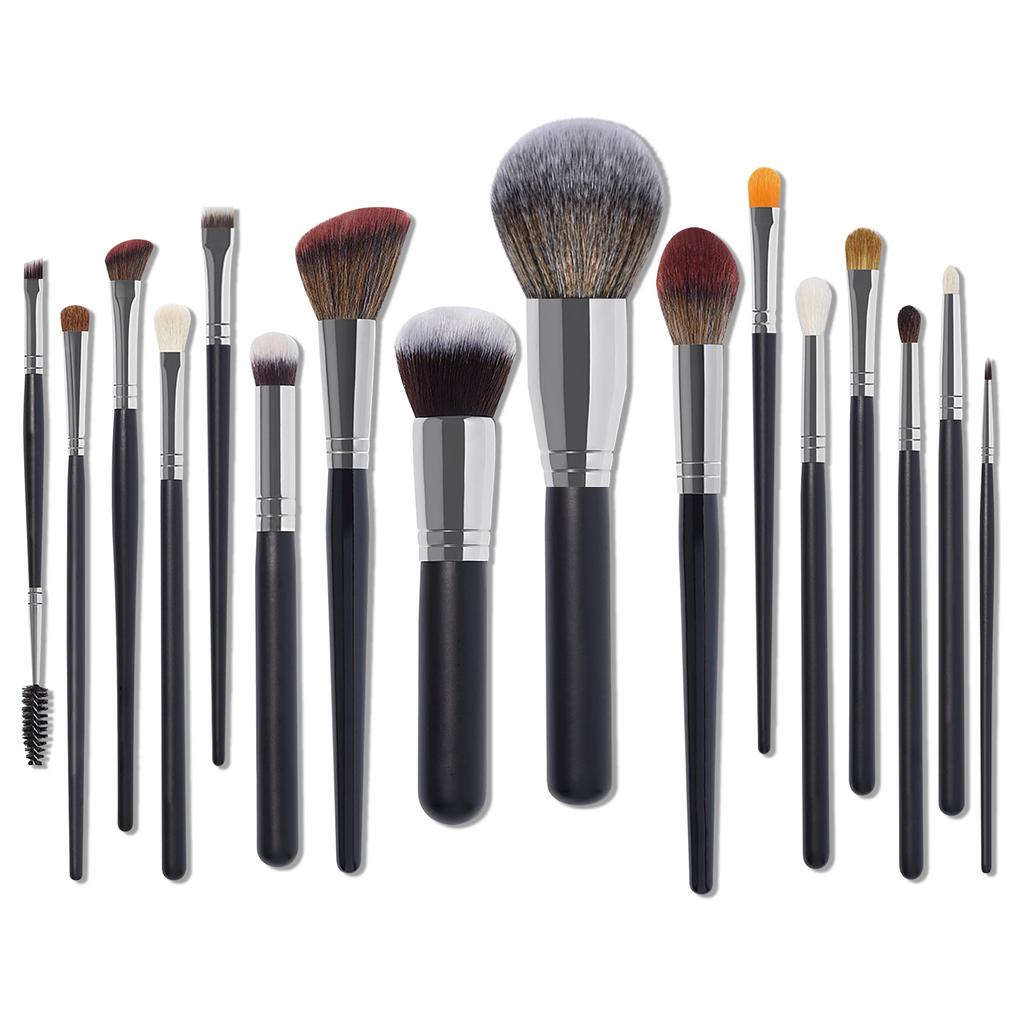 Customized Logo 12/16/20/34 Synthetic Hair High-End Animal Hair Black Handle Foundation Eye Makeup Brush Set