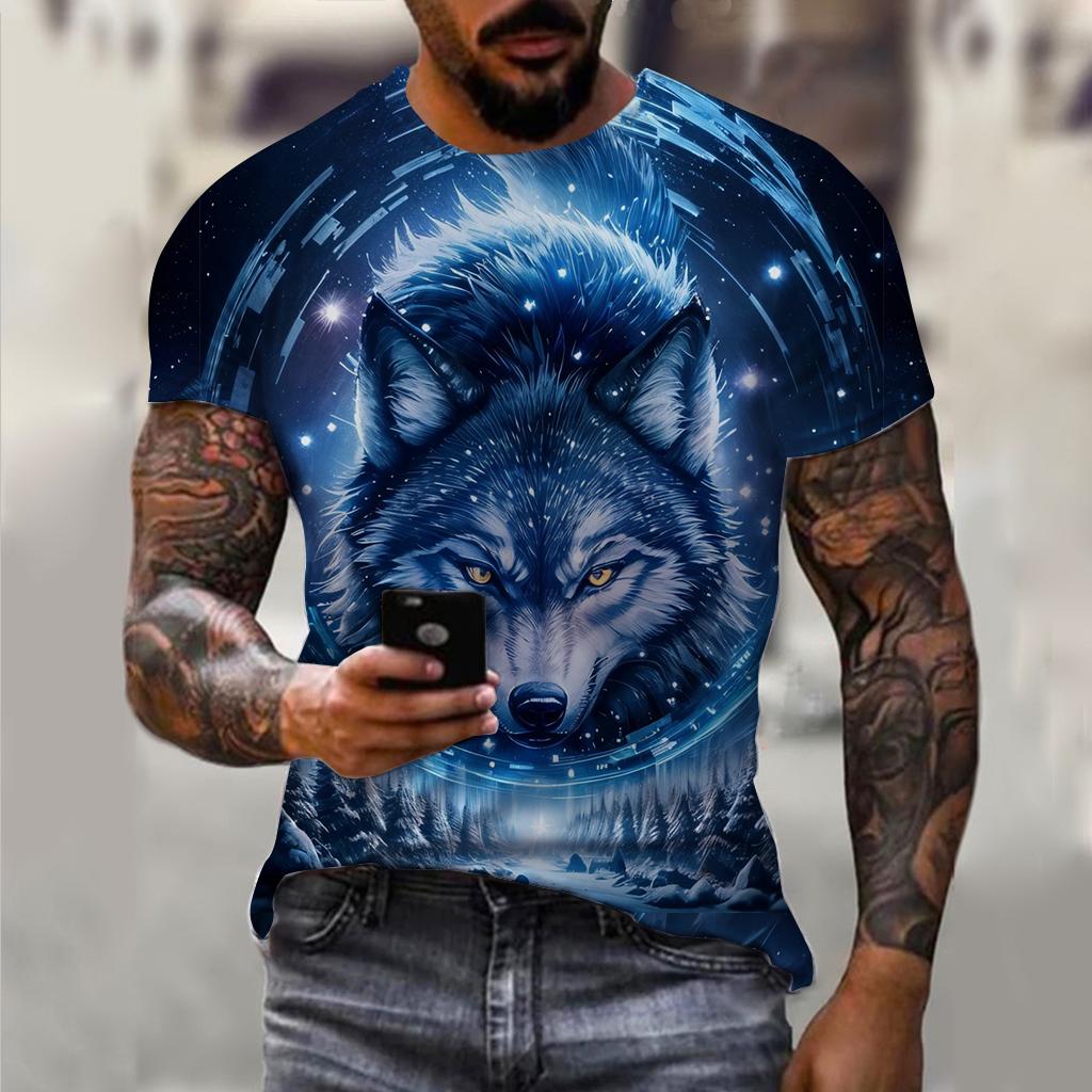3D Wolfsbestie Aufdruck Herren und Damen Freizeit Kurzarm T-Shirt Rundhals Mode Trend Super Cool Herren Täglich Neue Kleidung
