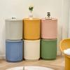 Simple Two-Tier Storage End Table Round Plastic Side Table with Drawer for Living Room Bedroom Small Circle Accent Table Ottoman