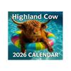 2026 Highland Cow Wall Calendar Scottish Highland Cattle 12 Monthly Planner