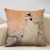 Classic Japanese Lady Decorative Cushion Cover Living Room Sofa Pillow Case 45x45cm Linen Pillowcase Home Art Decor