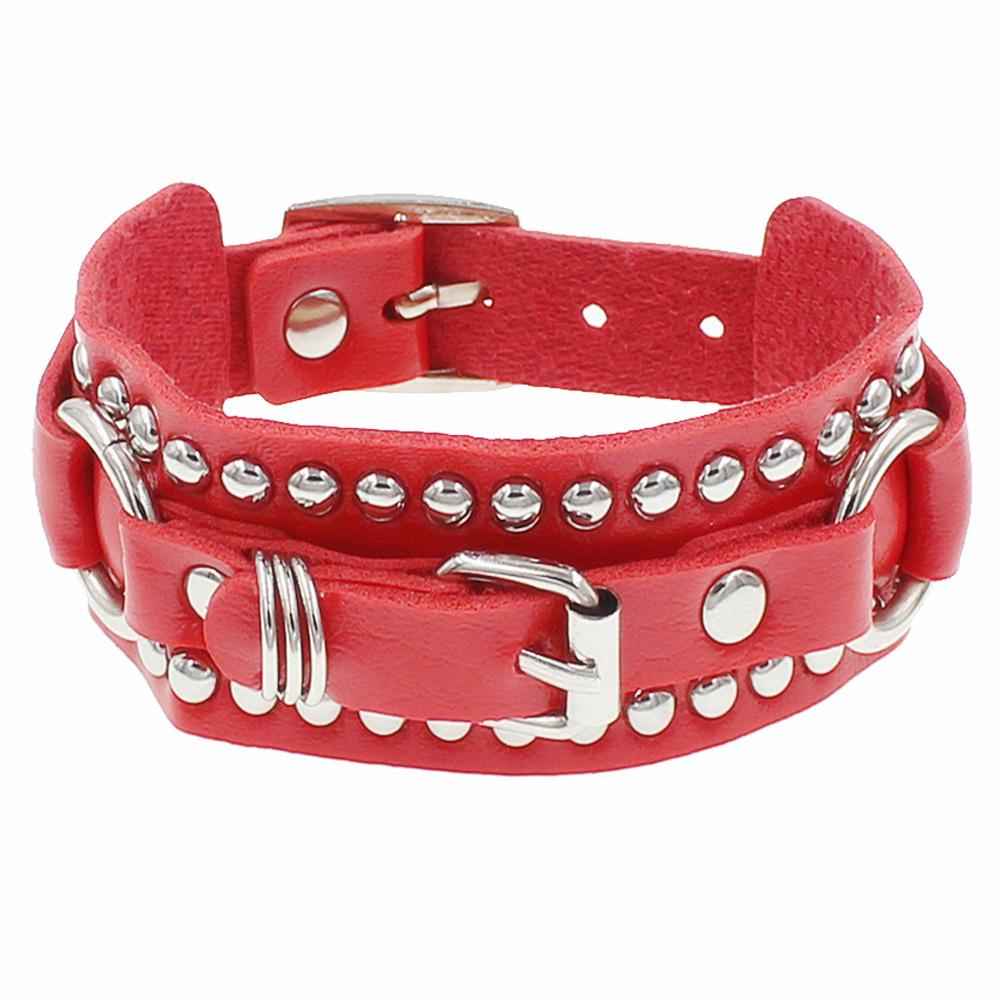 DIEZI 8 Colors Hip Hop Men Spiked Wrap Bracelet Bangle For Women Vintage Punk Cosplay Black PU Leather Wrap Bracelet New Jewelry