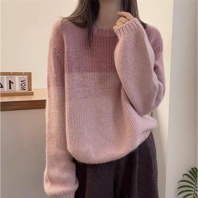 Lässiger Wind ändert allmählich gestreifter Pullover Strickpullover Damen Herbst und Winter neu weich wachsartig locker modisch warmer Pullover