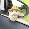 Cute Personalized Car Straw Hat Hamster Car Interior Decoration Window Edge Car Decoration Auto Interior Dashboard Accessories