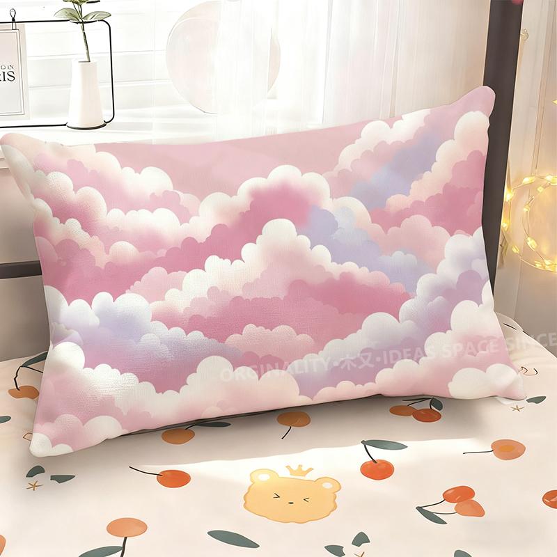 Pink Clouds Patterned Pillowcase Suitable For Sofa Bedroom Car Pillow Cover Cushion Rectangular Back Cushion