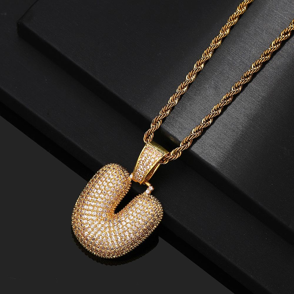 Hip Hop 26 English Letter Pendant Rap Simple Fat Letter Pendant Unisex Necklace