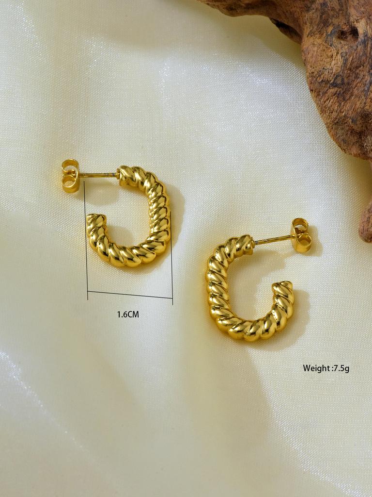 6 Pair/Set 18k Gold Plated Stainless Steel Earrings,Vintage Light Luxury Temperament Simple Colorless Love Earrings