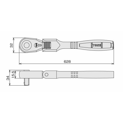 TONE Ultra Long Swing Ratchet Håndtak (Hold Type) RH4FHX Drivvinkel 12,7 mm (1/2")