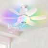 2026 New RGB Color Changing E27 Ceiling Fans with Remote Bluetooth Music 32W Led Ceiling Fan Light for Bedroom Kitchen Lighting