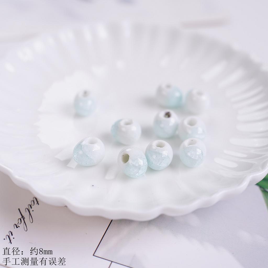 8Mm Ceramic Round Beads Water Drop Ice Crack DIY Accessories, Loose Beads Bracelet Necklace Material Bag Tail Beads