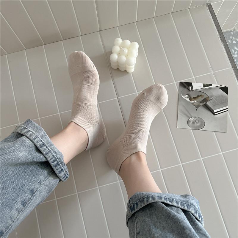 Vintage Socks Women'S Thin Mesh Women'S Socks Boneless Macaron Color Boat Socks Anti-Ball Cotton Socks