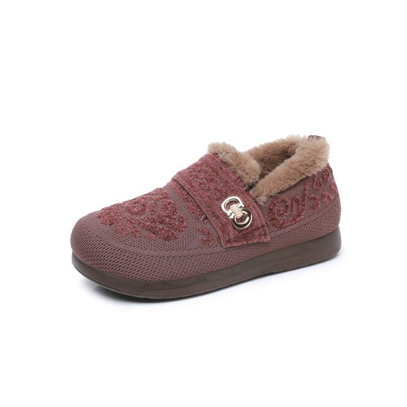 Women's Fur Mouth Large Size Shallow Mouth Soft Sole Autumn and Winter Warm Fur One Snow Boots Fluffy Lined Non-slip Hiking Casual Sports Cotton Shoes