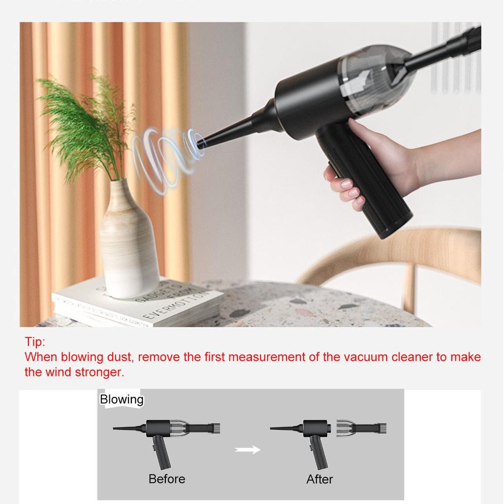 2-in-1 Cordless Car Vacuum Cleaner Compressed Air Duster Portable Electric Air Blower for Keyboard Computer Seat Device Cleaners