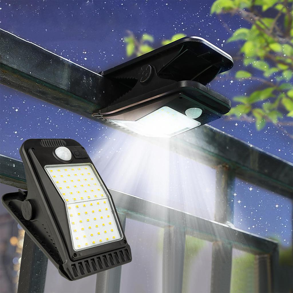 Saiveina Outdoor Solar Sensor Light with Motion Solar Solar USB 3000mAh Garden Motion Sensor Clip LED Light with 4 Auto Night Parking Daylight White
