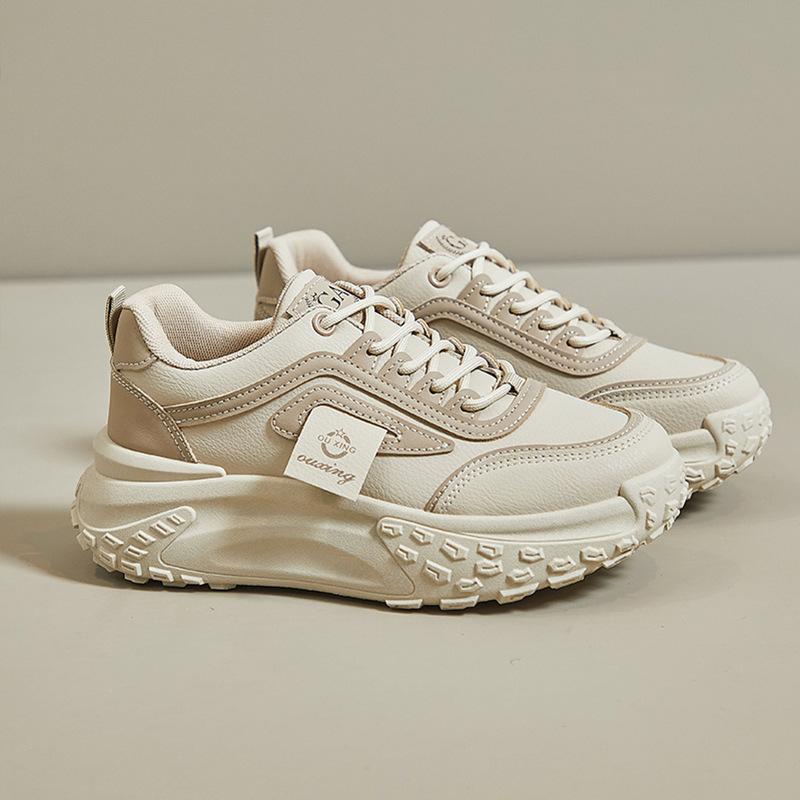 Popular dad shoes children's 2025 new spring platform casual versatile light feet women's shoes leather round head