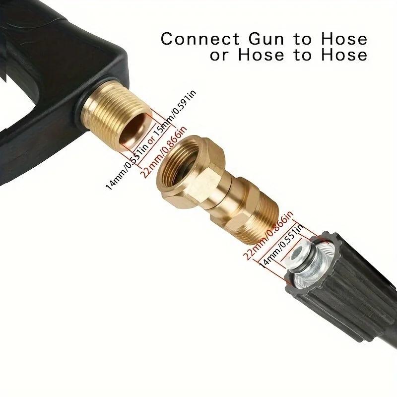 360°Swivel Joint-Anti-Tangle Pressure Washer Hose Connector Manual Power Source Solid Brass M22-14Mm Male To M22 Female Rotation