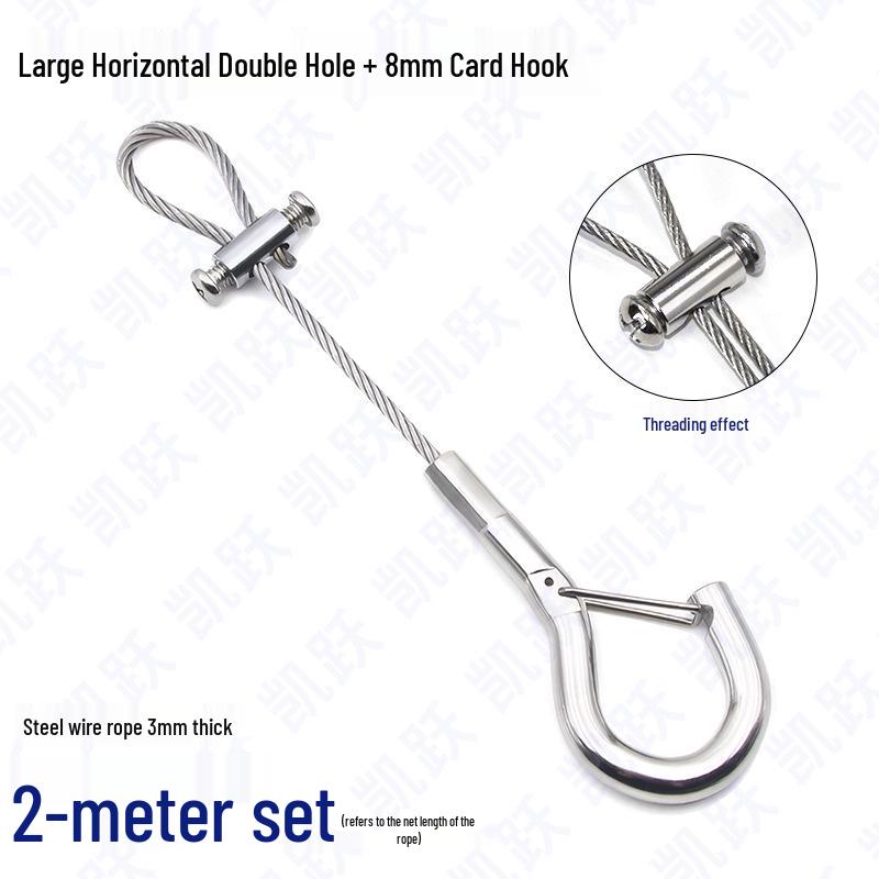 Adjustable Steel Wire Rope Safety Lanyard with Locking Snap Hook for Fall Protection and Sound System Suspension, 1.5-4mm.