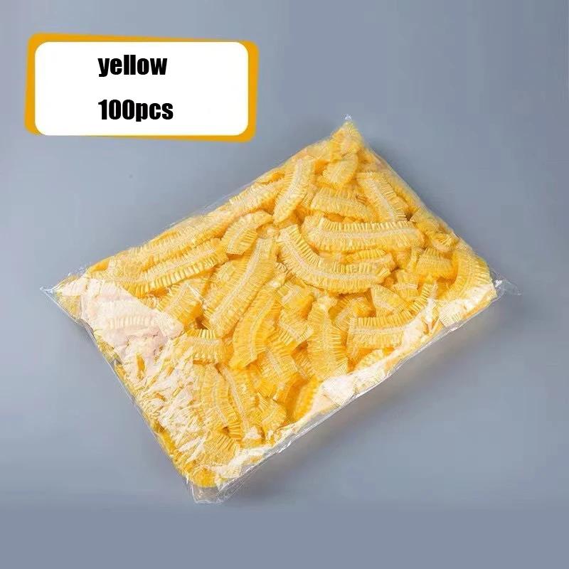 Women's Disposable Shower Cap, Plastic Waterproof Head Cover, Pink Spa Salon, Hotel Hair Dye, Elastic Hair Cap, 100 Pieces/set