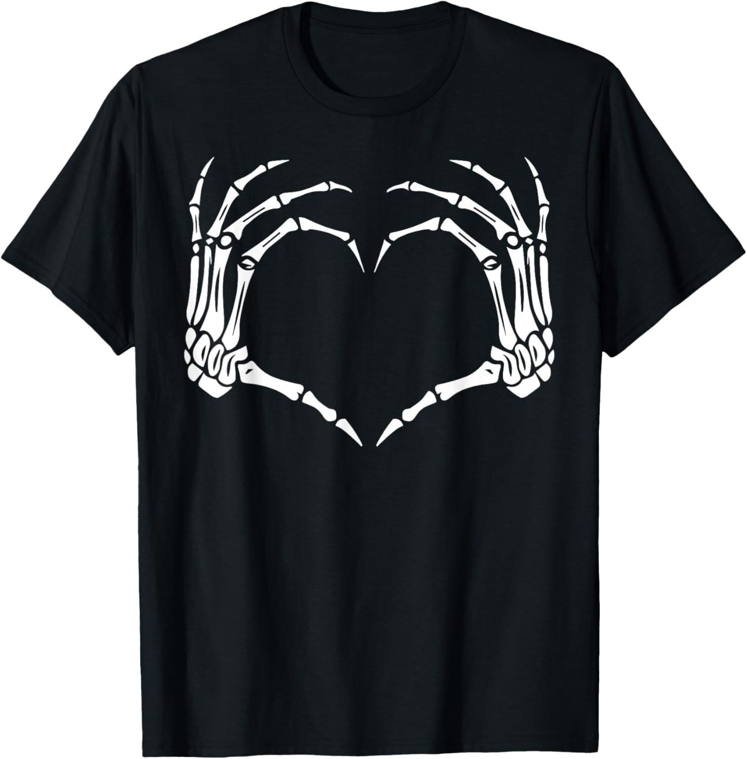 Retro Vintage Skeleton Hands Heart Sign Halloween Women Girl Gift Unisex T-Shirt S разноцветный