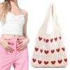 Women Knit Love Tote Bag Color Blocking Lightweight Handbag Large Capacity Shoulder Storage Bag Top Handle Bag Commuting Bag