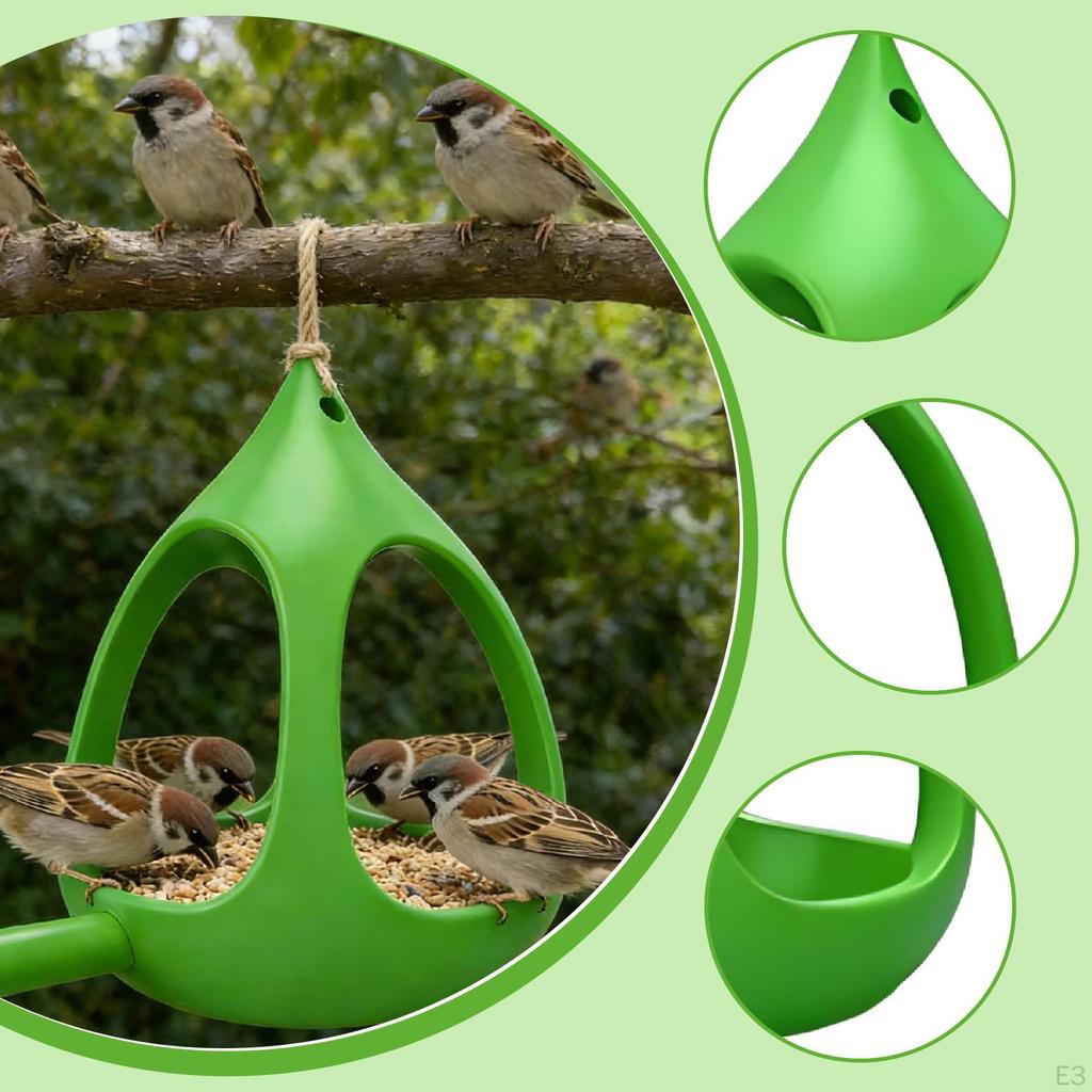 Bird Feeder Food Container Weatherproof Lawn Yard Ornament Compact Patio Outdoor Drainage
