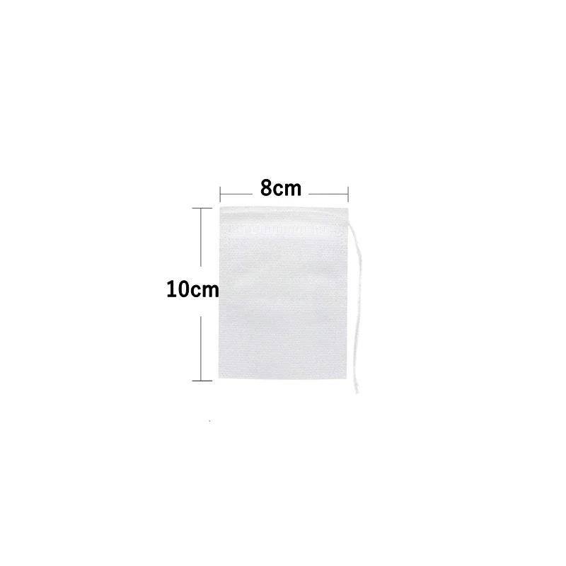 100pcs Disposable Tea Bags Non-woven Fabric Tea Filter Bags with Drawstring Filter Paper Teabags for Loose Leaf Tea Herb Teaware