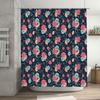 Floral Shower Curtain Botanical Flower Pattern Bathroom Decor Vintage Rustic Farmhouse Washable Fabric Backdrop