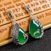 Sace Gems Orecchini in agata verde pavone stile nazionale da donna in corindone rosso calcedonio verde pavone orecchini stile palazzo gioielli retrò