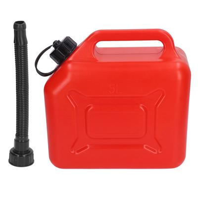 Gas Can 5L 1.3 Gallon ABS Leakage Free Red Portable Gasoline Container with 27cm Outlet Pipe and