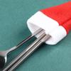 10PCS/Set Tableware Holder Red Santa Hat Spoon Fork Bags Christmas Hat Cutlery Bag Silverware