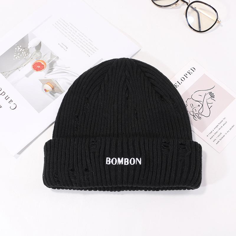High Quality American Casual Hat Men and Women Winter Ripped Wool Hat Warm Ear Protection Knit Hat Letter Cold Hat