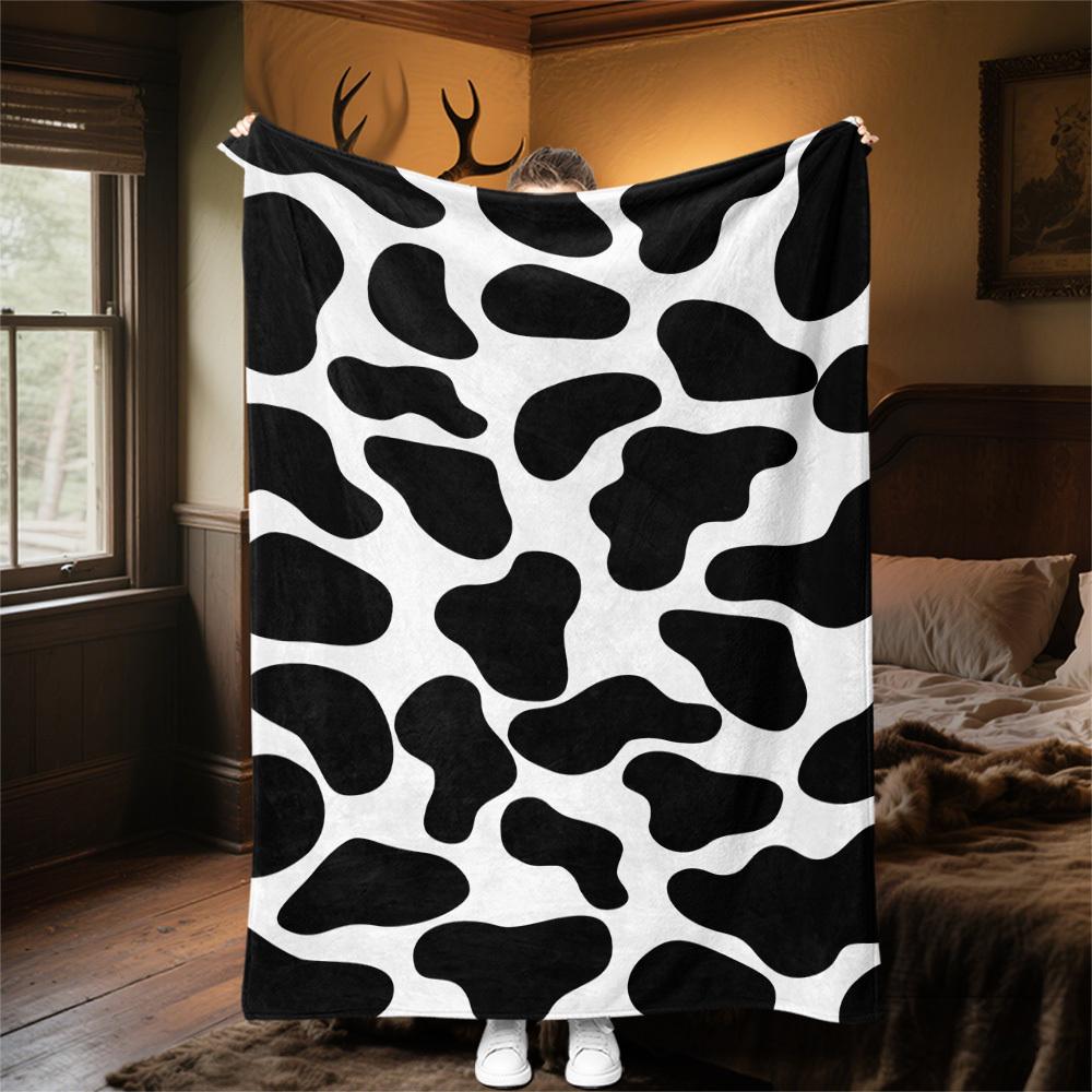 1PC cow printOutdoor Flannel Blanket - Soft Plush Decor for Picnics, camping, Bedroom, Playroom, Office, or Lunch Break 1364A