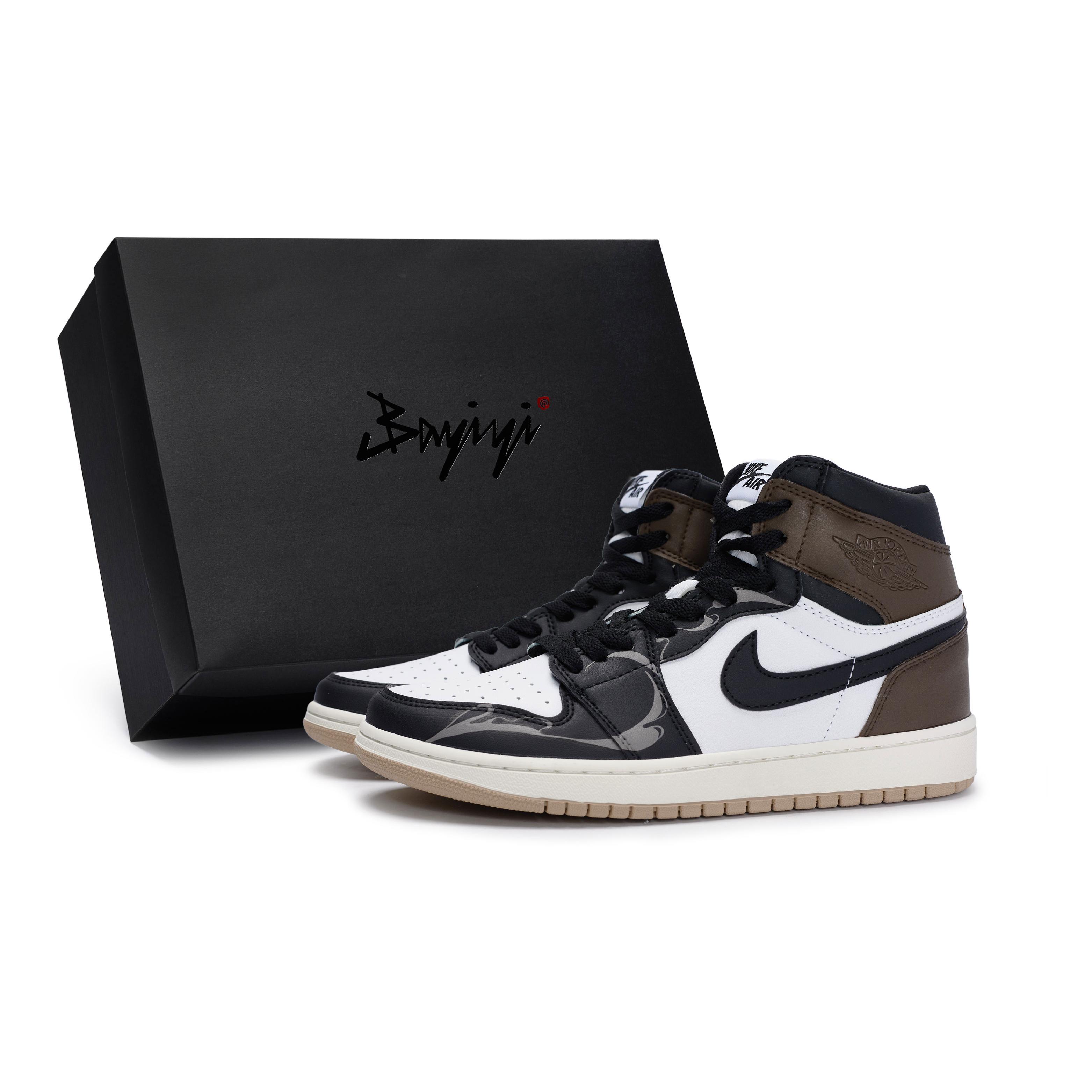 

Jordan Air Jordan 1 Vintage Basketball Shoes Women s High Top Black/White/Brown FD2596-021(Team80-S-BOX) 38