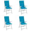 VidaXL Garden Chair Cushions High Back Set of 4 Blue Fabric 43184