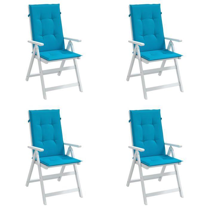 VidaXL Garden Chair Cushions High Back Set of 4 Blue Fabric 43184