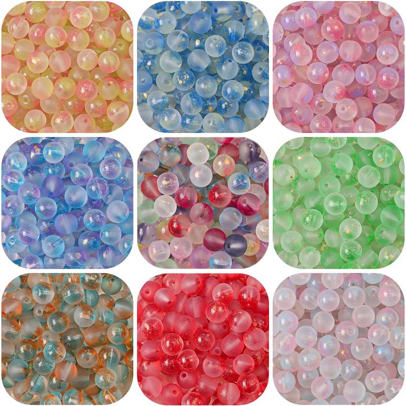 

Colored Frosted Glass Jewelry Beads - Double Strand for DIY Crafting 8mm, approx. 1mm hole diameter, 50 pcs/pack